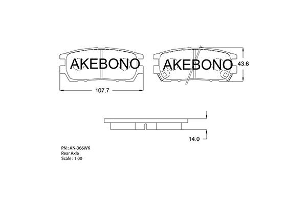 Колодки тормозные дисковые задние ПОДХОДЯТ ДЛЯ MITSUBISHI PAJERO II AN-366WK AN366WK AKEBONO