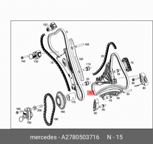 планка натяжителя с цепью ГРМ в сборе левая!\ MB M278 A 278 050 37 16 MERCEDES BENZ