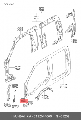 ПАНЕЛЬ КУЗОВА (10714040/190517/0016000/202 - КОРЕЯ, РЕСПУБЛИКА) 711264F000 HYUNDAI