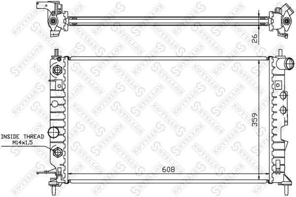Радиатор системы охлаждения с AC АКПП 10-25099-SX STELLOX