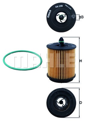 Фильтр масляный OX258D OX258D MAHLE KNECHT