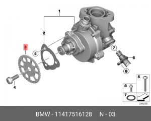 звездочка насоса масляного!\ BMW E36/E34/E39/E38 2.0-3.0 M50/52/54 91> 11 41 7 516 128 BMW