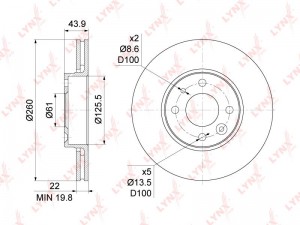 Диск тормозной перед. [260x22] BN-1062 LYNXAUTO