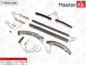 Комплект цепи ГРМ OPEL Vectra 2.0Di-2.2DTi Y22DTR 96- без звездочек 77B0038K 77B0038K MASTER KIT