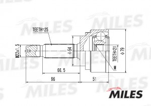 ШРУС наружный MITSUBISHI COLT 1.5-95-05 (с ABS) (GSP 839121) GA20256 GA20256 MILES