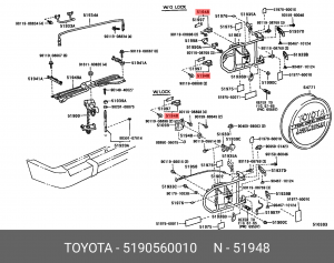 Отбойник крепления запасного колеса 51905-60010 51905-60010 TOYOTA