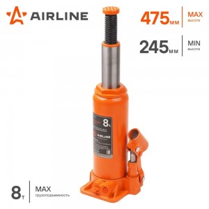 Домкрат бутылочный 8т PRO (MIN-245мм, MAX-475мм) AJ-B-08 AIRLINE