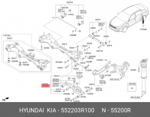 Рычаг подвески HYUNDAI Sonata YF (10-) задней нижний правый OE 552203R100 HYUNDAI KIA