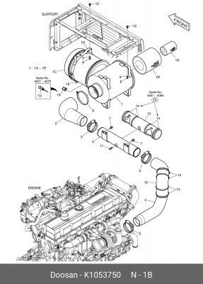K1053750 Фильтр воздушный внешний DX800 K1053750 DOOSAN