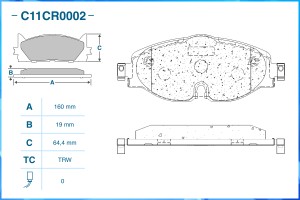 Тормозные колодки передние Low Metallic C11CR0002 C11CR0002 CWORKS