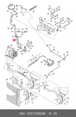 Шланг VW Golf AUDI SEAT Leon системы охлаждения OE 3C0 122 063 M VAG