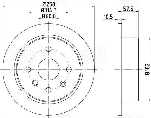 Диск торм. Chevrolet Lacetti (04-) зад. d=258 (перф/слот/окраш) (DF 273s) PRO DF 273S TRIALLI