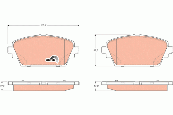 Колодки тормозные NISSAN Primera P12, Tino, Almera (00-) передние (4шт.) TRW GDB3227 TRW