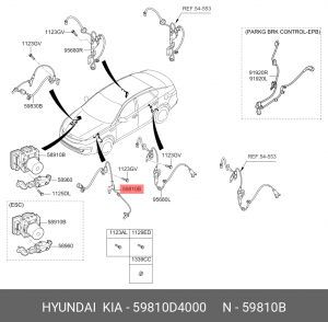 Датчик АБС KIA Optima (16-) колеса переднего левого OE 59810D4000 HYUNDAI KIA