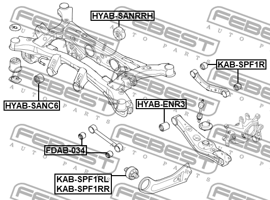 Сайлентблок заднего продольного рычага лев KIA SPORTAGE 2015- KAB-SPF1RL KAB-SPF1RL FEBEST