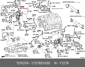 Прокладка турбокомпрессора 17278-51030 17278-51030 TOYOTA