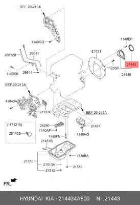 Сальник коленвала HYUNDAI HD35 (17-) (D4CB),Starex H-1 (15-) (2.5-A2) задний OE 214434A800 HYUNDAI KIA
