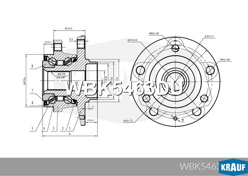Ступица в сборе [MSR, Kit] SKODA Octavia,Yeti,Superb,Kodiaq,Karoq/VW Golf,Jetta, WBK5463DU KRAUF