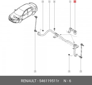втулка стабилизатора!\ Renault 546119511R RENAULT