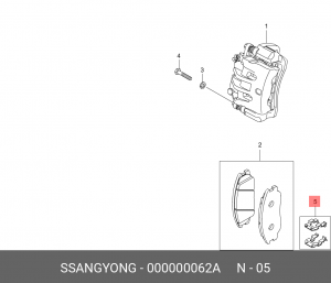 Пружина SSANGYONG Actyon (06-),Kyron (05-),Rexton (03-),Stavic (13-) колодок тор 000000062A SSANG YONG