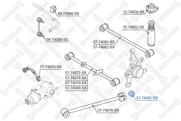 сайлентблок зад. рычага!\Nissan Prairie M11 4WD 88-94/X-trail T30 all 01> 87-74085-SX STELLOX