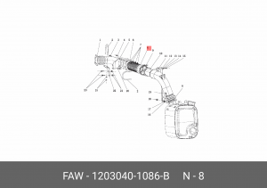 Гофра FAW J6 3250 глушителя OE 12030401086B FAW
