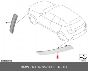 63147857003 Отражатель Л ! \BMW X3 G01, G08, M F97 63 14 7 857 003 BMW