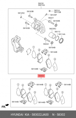 Колодки тормозные HYUNDAI Santa Fe (10-) KIA Sorento (09-) задние (4шт.) OE 58302-2JA00 HYUNDAI KIA