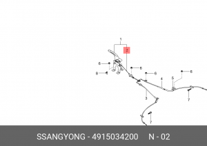 Трос стояночного тормоза SSANGYONG Actyon (12-) (DLX) передний OE 4915034200 SSANG YONG