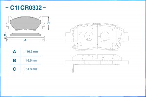 Колодки тормозные дисковые передние (Low Metallic) C11CR0302 CWORKS