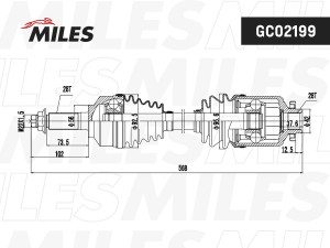 Привод в сборе правый KIA SORENTO 06- GC02199 GC02199 MILES