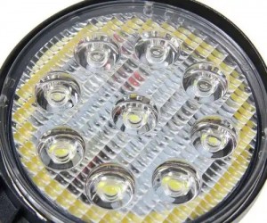 Фара рабочего света круглая 115х115x55мм 27Вт (9 LED) расс. свет (Flood) 12-24V  370-30-008 MEGA POWER