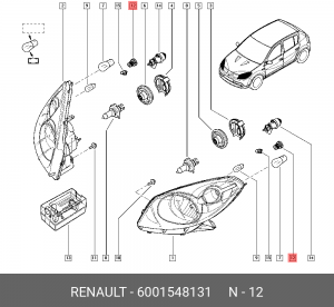 Патрон ЛАДА Largus лампы габаритной OE 6001548131 RENAULT