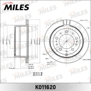 Диск тормозной задний TOYOTA LAND CRUISER J100 4.2-4.7 00-05/LEXUS LX470 02-07 ( K011620 MILES