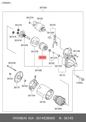 Бендикс стартера 361452B600 HYUNDAI KIA