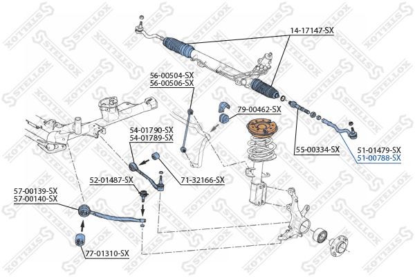 наконечник рулевой!\ BMW X5 all 03> 51-00788-SX STELLOX