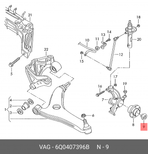 Гайка крепления ступицы VAG 6Q0 407 396B 6Q0 407 396 B VAG