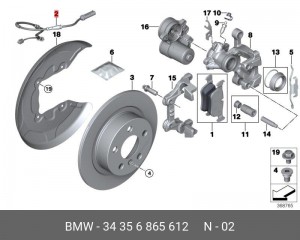 датчик износа колодок задних! L642\ BMW 34 35 6 865 612 BMW