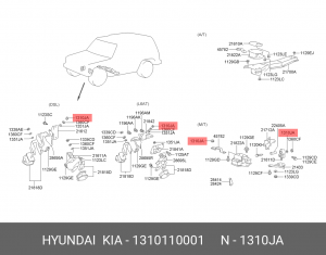Гайка HYUNDAI Porter амортизатора переднего верхняя OE 1310110001 HYUNDAI KIA