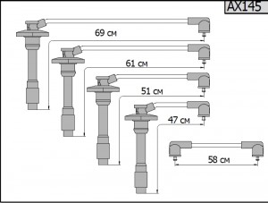 Провод высоковольтный NISSAN Almera (N15) (1.6/2.0) комплект CARGEN AX144 CARGEN