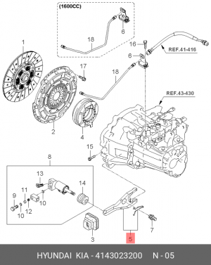 вилка сцепления!\ Hyundai Сerato 4143023200 HYUNDAI