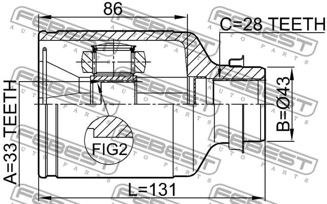 ШРУС внутр правый MAZDA 6 GG/GH 02-12 0511-M6ATRH 0511-M6ATRH FEBEST