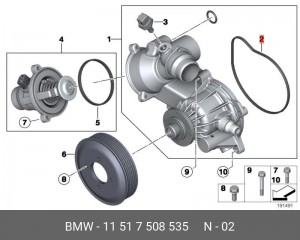 прокладка насоса системы охлаждения!\ BMW All 11 51 7 508 535 BMW