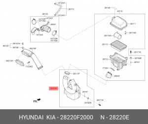 Воздухозаборник HYUNDAI Elantra (16-) OE 28220F2000 HYUNDAI KIA