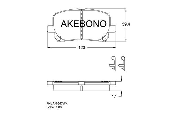 Колодки тормозные дисковые передние ПОДХОДЯТ ДЛЯ Toyota Avensis Verso (M2), Ipsu AN667WK AKEBONO
