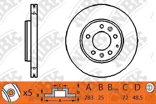 Диск тормозной MAZDA 6 2.0-2.3 02- передний RN1195 RN1195 NIBK