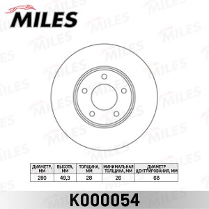 Диск тормозной передний NISSAN X-TRAIL (T30)/MAXIMA QX (A33)/PRIMERA (P12) (TRW  K000054 MILES