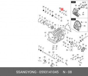 Кольцо уплотнительное SSANGYONG Actyon (06-),Kyron (05-),Rexton (02-) пробки сли 0593-141045 SSANG YONG