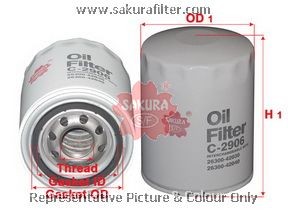 Фильтр масляный HYUNDAI Porter (D4BF),Porter 2 (D4CB),HD35 (D4BB) KIA Bongo (06- C2906 SAKURA