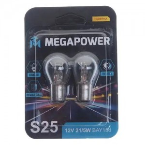 Лампа 12V P21/5W BAY15d блистер (2шт.) Standart MEGAPOWER 37033051 MEGA POWER